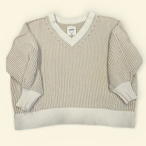 Aerie V-Neck Women’s Sweater in Cream and Tan